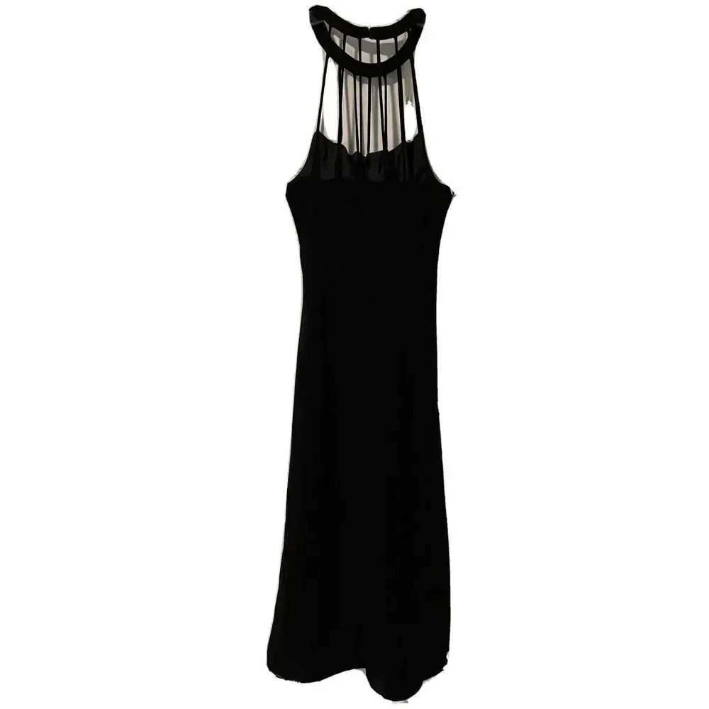 Evan-Picone Dress Womens Size 6 Black Sheath Halter Strappy Lined Party Cocktail